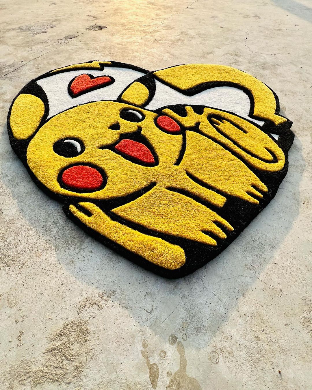 Yellow, White & Red Heart Shape Rug | Hand Tufted | Pokemon by Rugfine