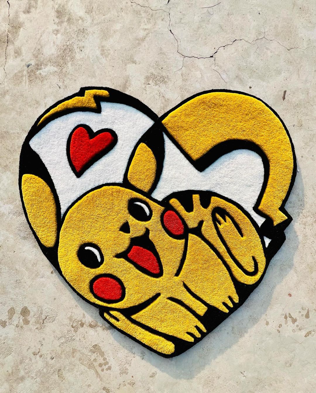 Yellow, White & Red Heart Shape Rug | Hand Tufted | Pokemon by Rugfine