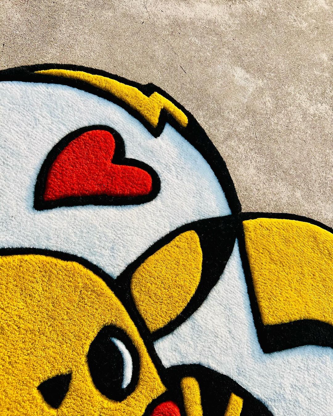 Yellow, White & Red Heart Shape Rug | Hand Tufted | Pokemon by Rugfine